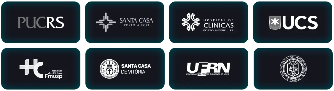 PUCRS, Santa Casa de Porto Alegre, Hospital de Clínicas de Porto Alegre, UCS, Hospital das Clínicas FMUSP, Santa Casa de Vitória, UFRN, Santa Casa de Misericórdia de São Paulo